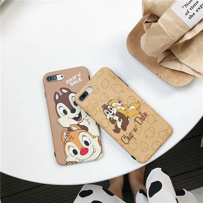 

Cute Cartoon Chip And Dale IMD Phone Case For iPhone 6 6S Plus Soft Silicone TPU Back Cover Case For iPhone X 8 7 6S 6 Plus