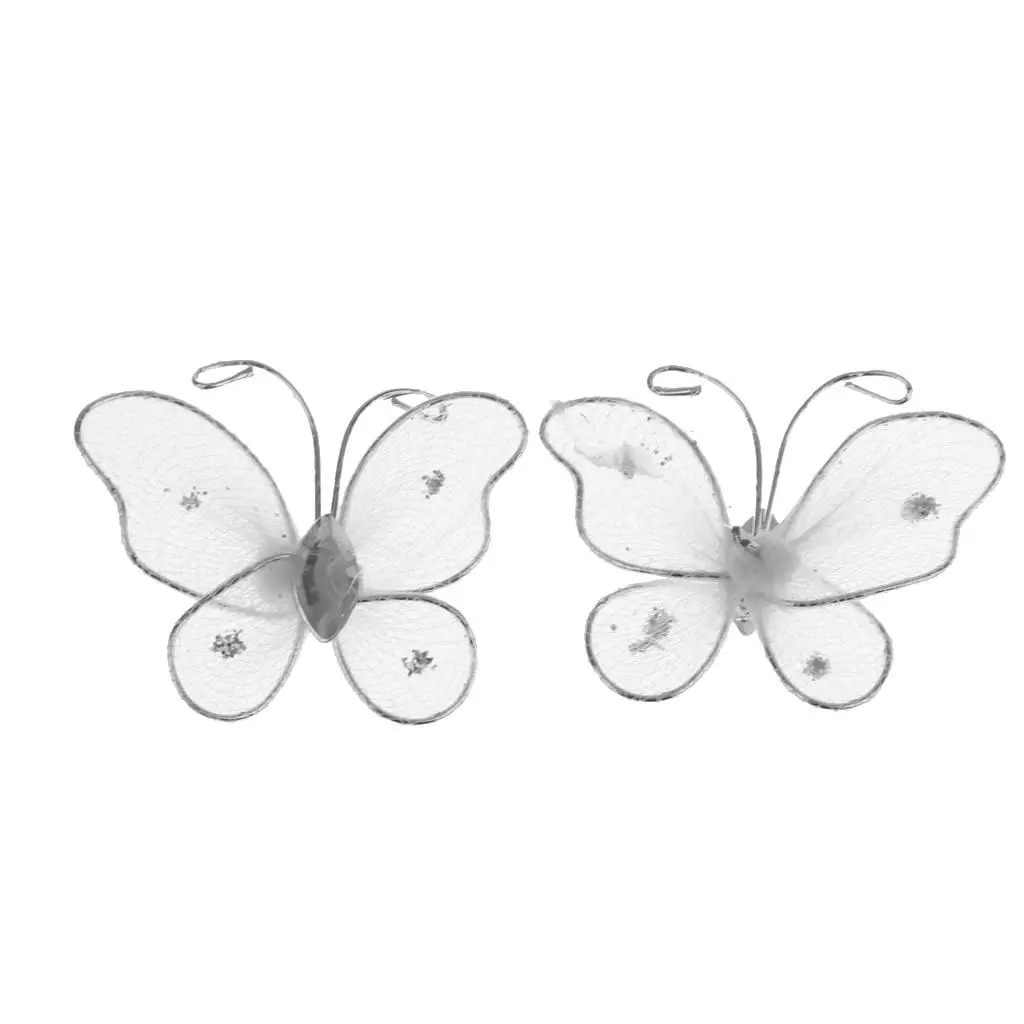 50pcs/Set Wired Mesh Stocking Glitter Butterfly Wedding Craft Decoration DIY for Women Girls