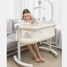 Удобная детская кровать стеганая Колыбель BB спальная кроватка портативная детская кровать простая бионическая с москитом и колесами