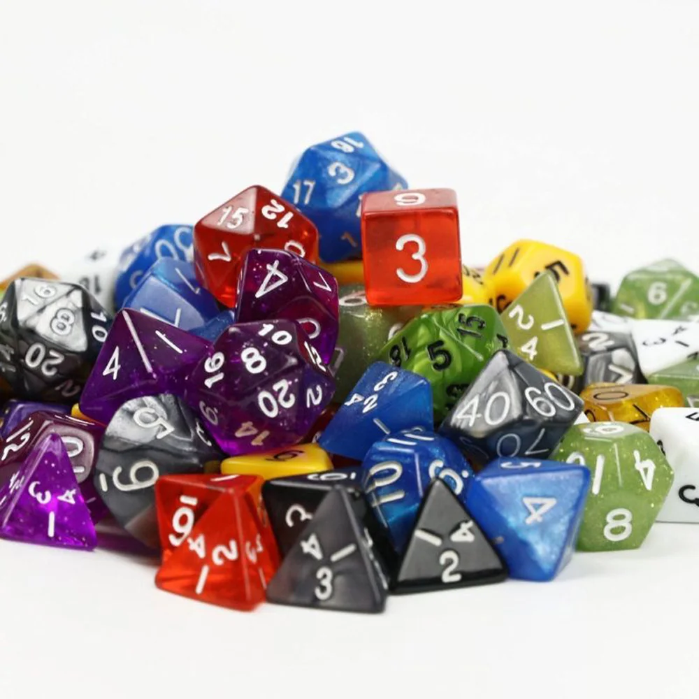 7 шт многогранные D4-D20 многосторонний акриловые кости для DND RPG Настольная игра