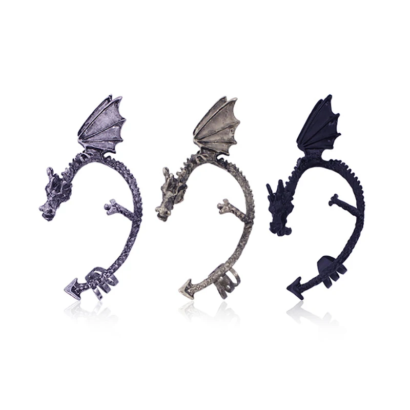 

New 1Pcs Retro Punk Dragon Earrings Personalized Complex Gothic Animal Dragon Earrings Non-Perforated Earrings Earrings Gift