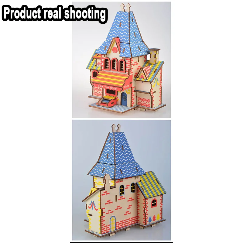 DIY arts and 3D building Handmade Wooden Craft toys Party Arts Puzzles Model Decoration for children kid Toy Birthday Best Gift