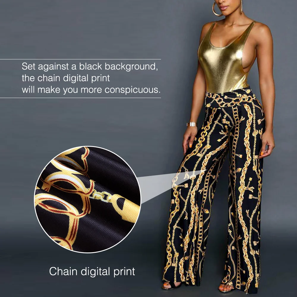 Seluxu Casual Wide Leg Pants Barocco Style 2019 Fashion Pants Women Digital Print Black Color High Waist Loose Trousers -C Seluxu Casual Wide Leg Pants Barocco Style 2019 Fashion Pants Women Digital Print Black Color High Waist Loose Trousers -C