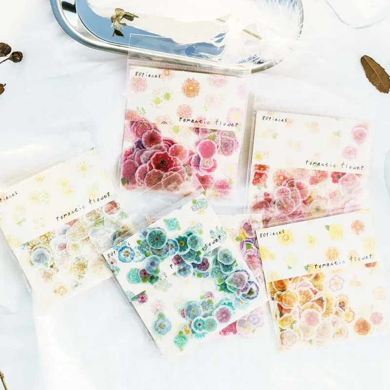 

Hot Sale Fresh Flowers Stationery Stickers Japanese Style Post Planner DIY Journals Scrapbooking Decorative Diary Album Stickers