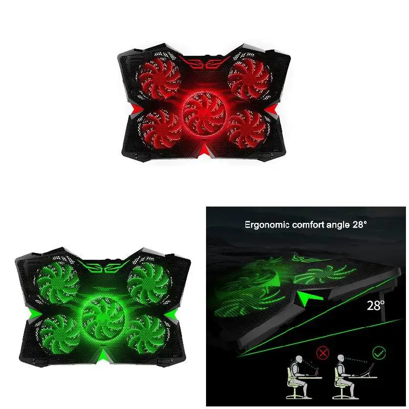 

New Laptop PC Heatsink Cooling Pad Quite Fans Rapid Cooler Gaming Low Noise Anti-slip EM88