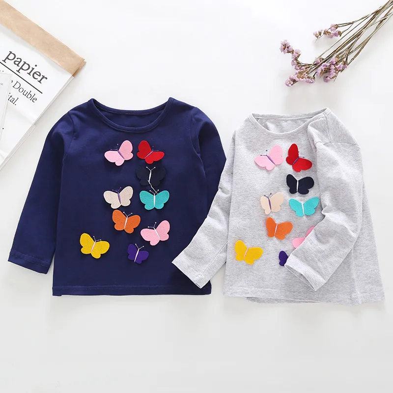 

Girl Autumn Butterfly Design T-shirt Kids Children Long Sleeve Fashion Soft Cotton Tops Blouse