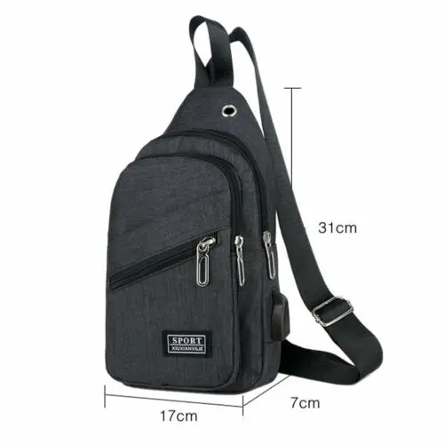 Мужская нагрудная сумка-мессенджер, Спортивная дорожная сумка через плечо, сумка через плечо, зарядка через usb