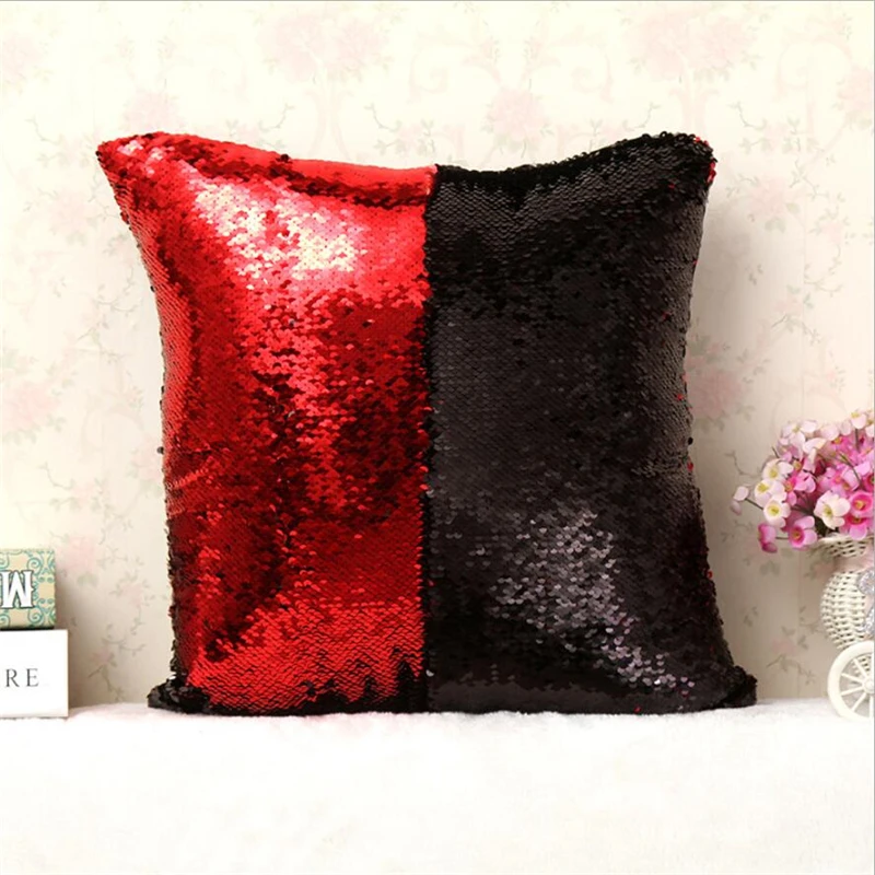 New Year Mermaid Sequin Cushion Cover Hit Color Changing Throw Pillow Covers Home Decor Cushion ...