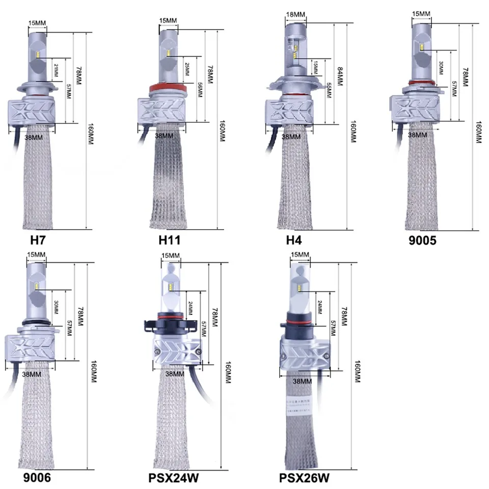 TC-X Cветящийся СВЕТОДИОДНЫЕ Лампы H1 H3 H4 H7 H11 H8 H9 H46 P13W 9006 9005 9007 9008 9012 PSX24W PSX26W H4 Привет/Lo Автомобиля Комплект фар светодиодные лампы для авто Противотуманные фары Замена 55 Вт галогенные