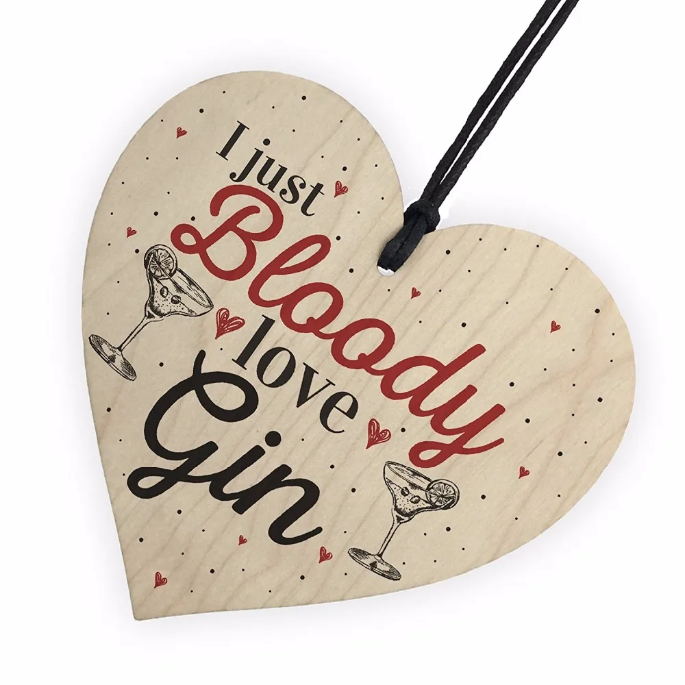 

Bloody Love Gin & Tonic Wooden Hanging Heart Sign Plaque Funny Alcohol Sign Pub Party Gift Christmas Home DIY Decorations
