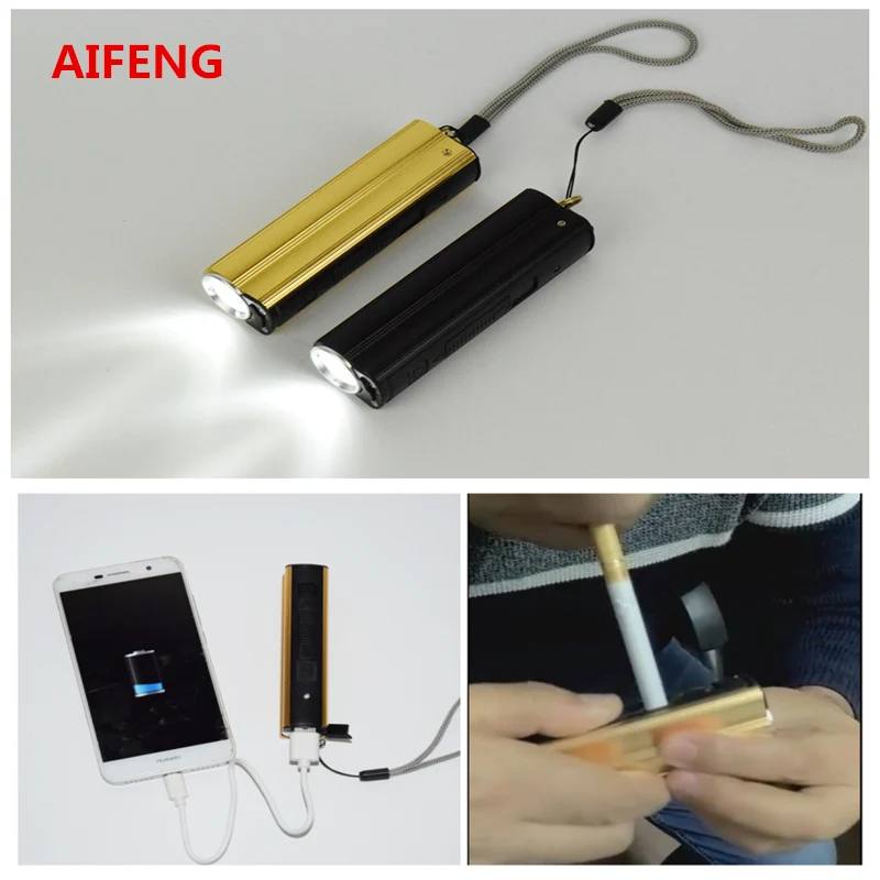 AIFENG Mini USB charging led multifunctional light a cigarette lighter