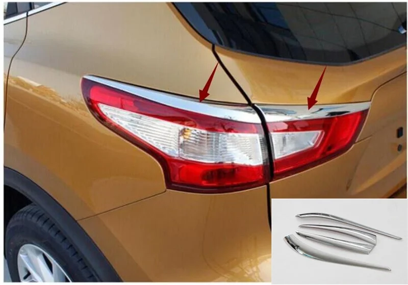 For-NISSAN-QASHQAI-J11-2014-2017-Chrome-Rear-Tail-Light-Lamp-Eyebrow-Trim-Cover-Garnish-Moulding