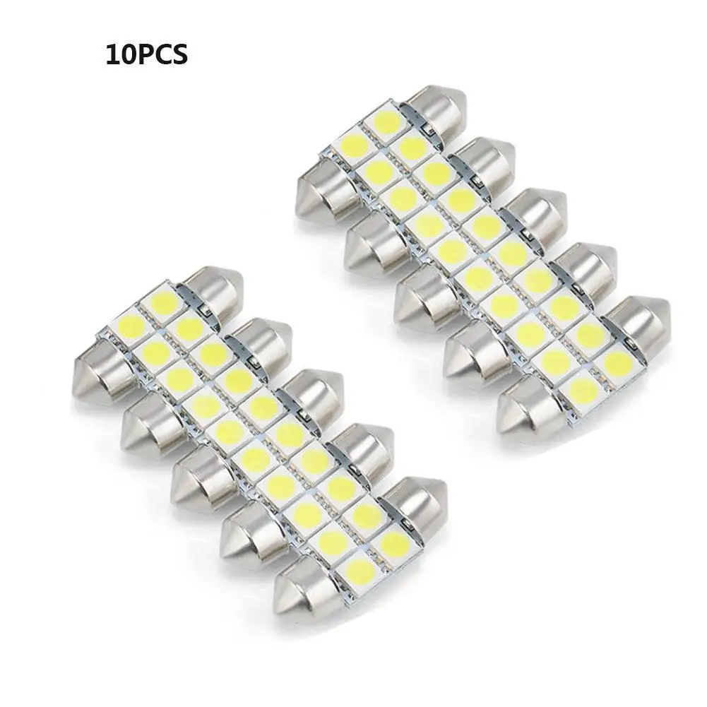 Белый 10 шт. 5050 4smd 4 smd 31 мм C5W светодиодный микро общий автомобиль гирлянда для