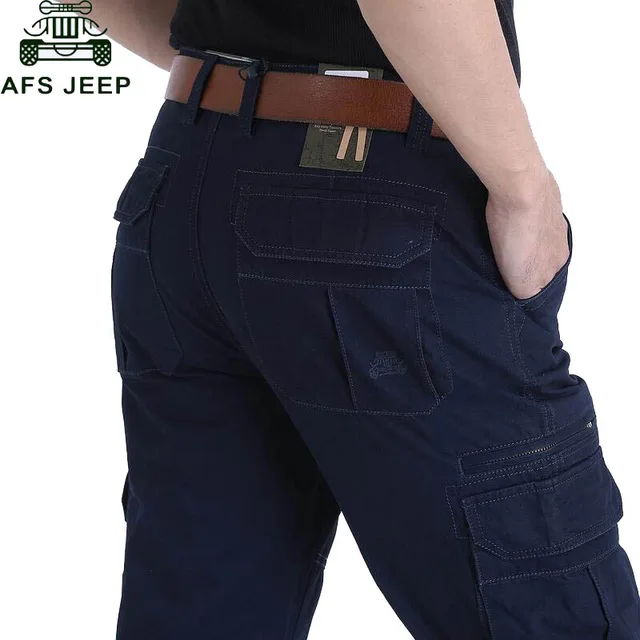 2018 New AFS JEEP Men's Cargo Pants Thin Solid Straight Summer Trousers