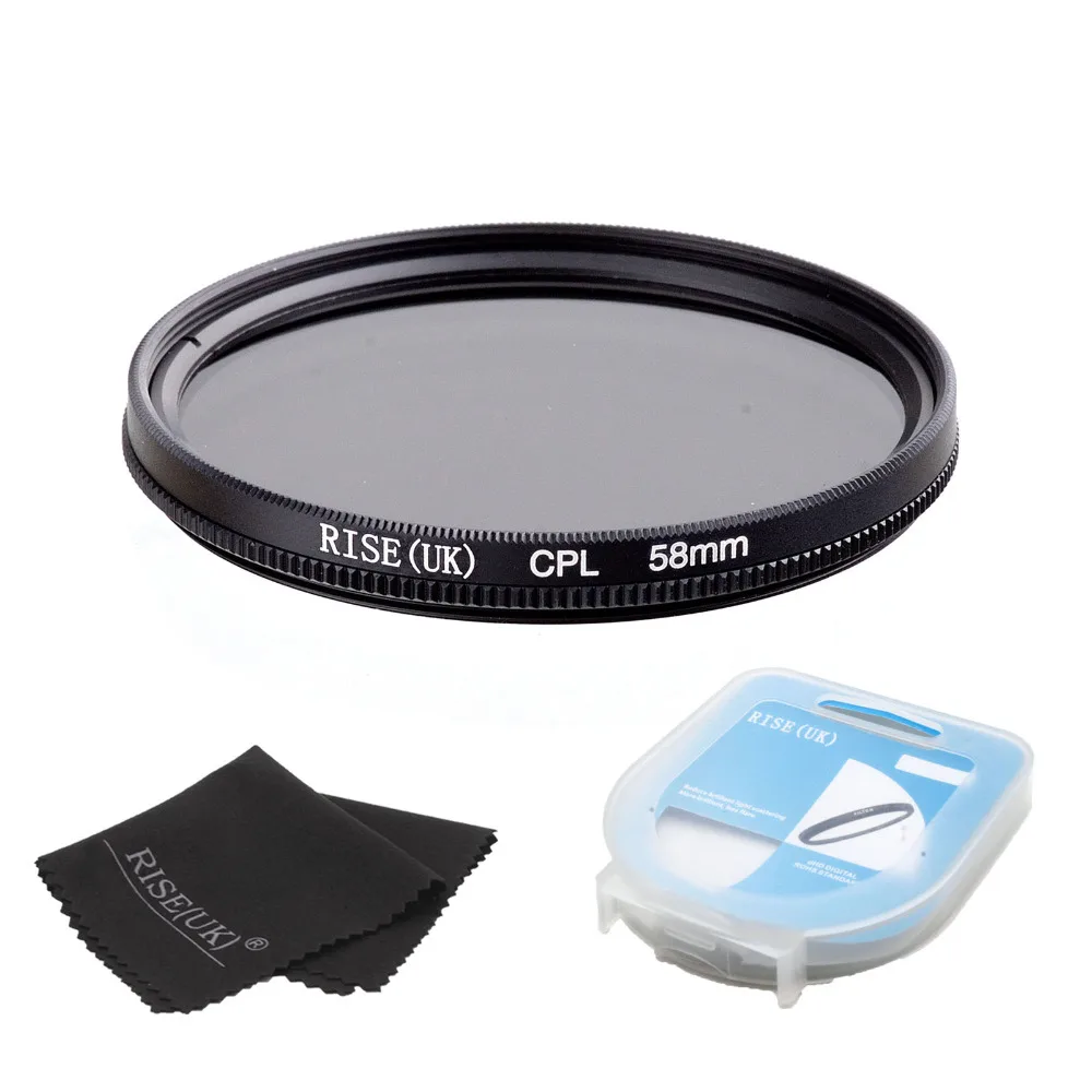 

RISE(UK) 58mm Circular Polarizing CPL C-PL Filter Lens +case+gift For Canon NIKON Sony Olympus Camera HOT SALE