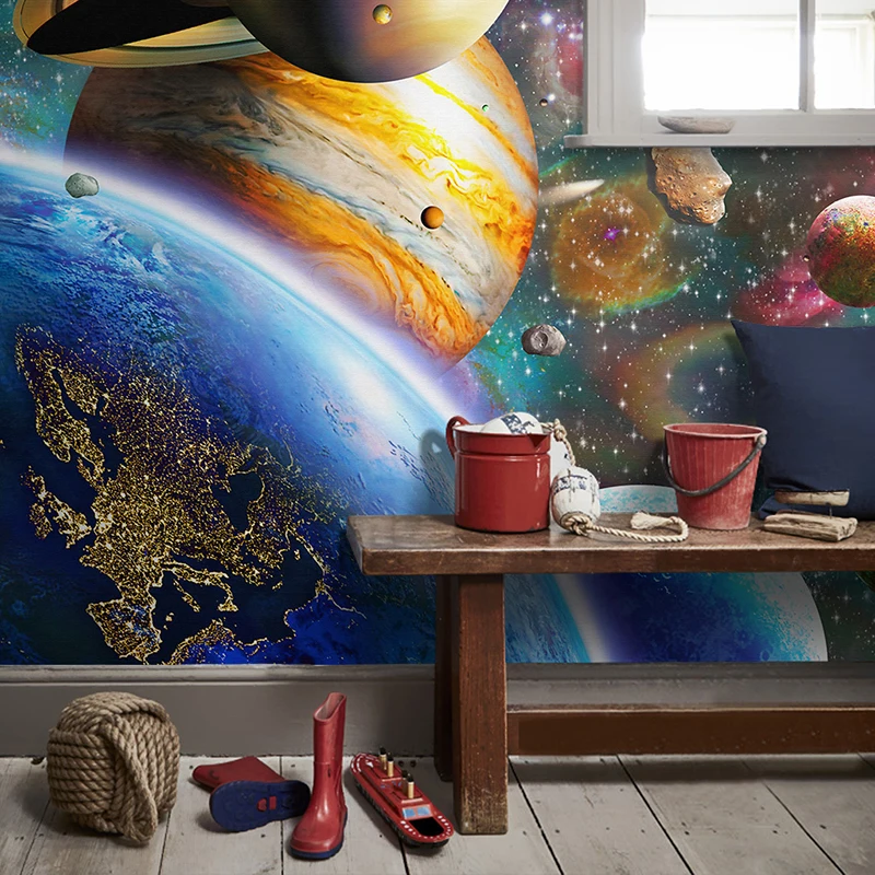 Пользовательские большие 3D Настенные обои космическая Вселенная детская спальня Галерея Фон настенная живопись фрески Papel де Parede Sala