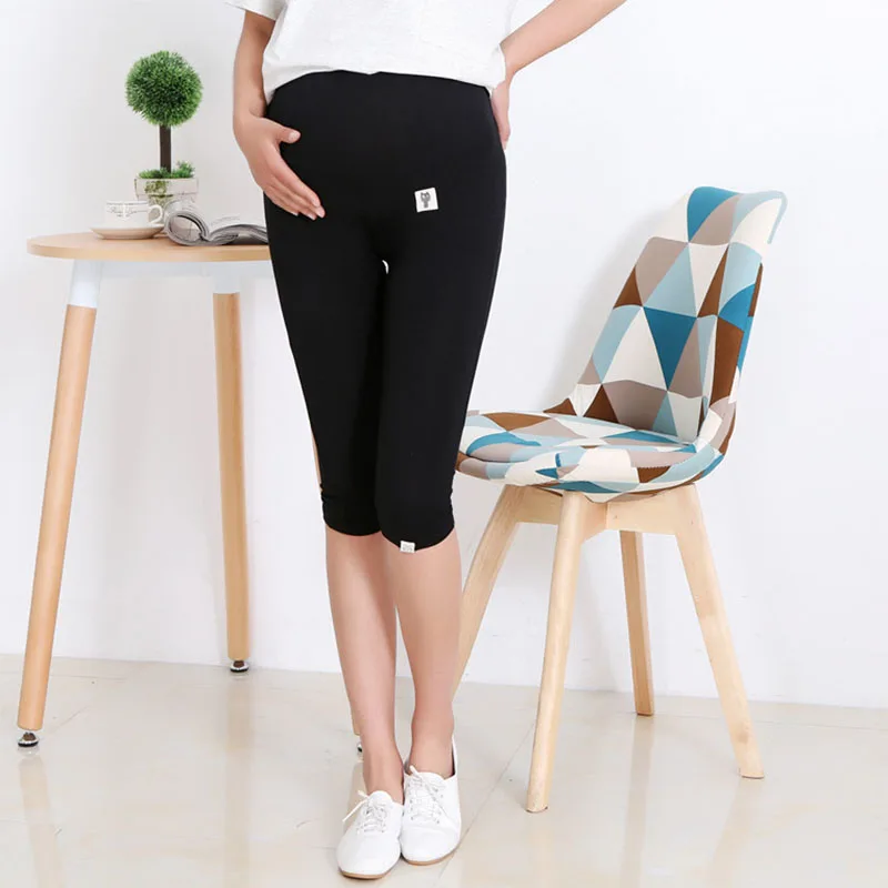 

Summer Maternity Leggings Modal High Waist Elastic Pregnancy Clothes Comfortable Belly Support Capri Pants for Pregnant Women