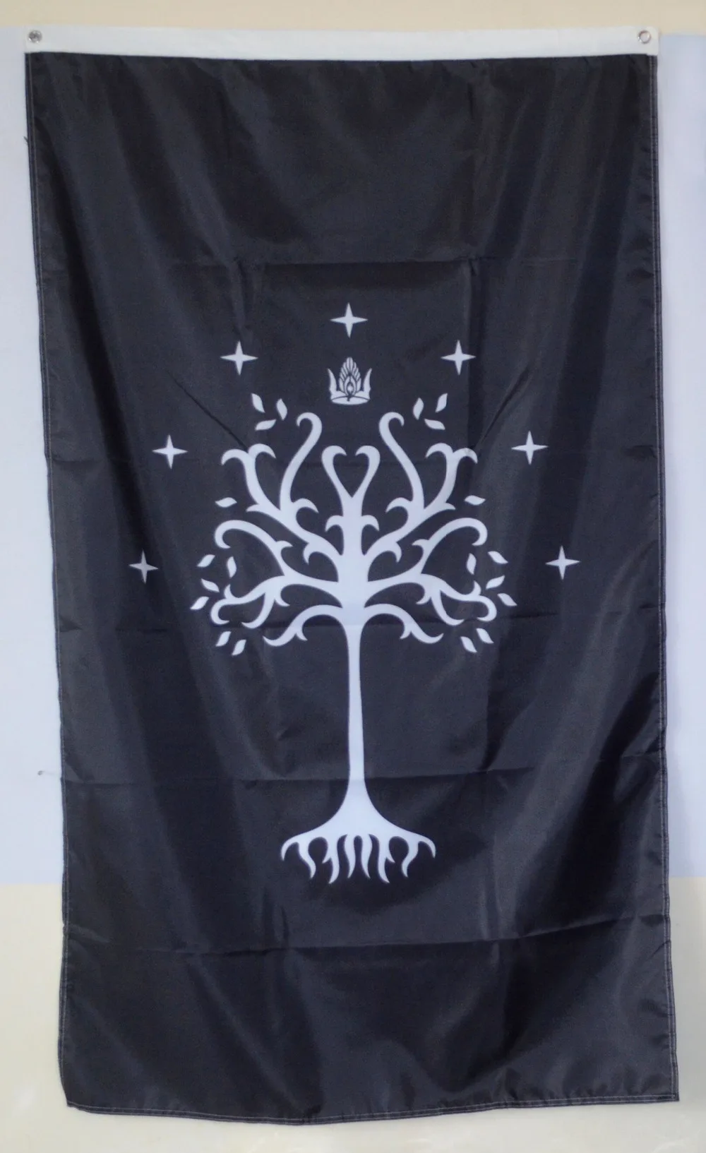 White Tree of Gondor Tolkien Hobbit Lord of the Rings 3X5FT Vertical Black Flag 2