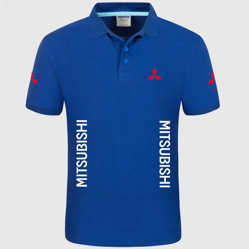 Летняя Высококачественная брендовая рубашка поло с логотипом Mitsubishi, рубашка с коротким рукавом, модная повседневная Однотонная рубашка поло, рубашки унисекс - Цвет: Синий