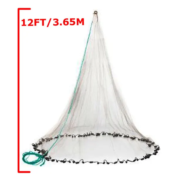 Best price at $247 Cheap HC-016A 12ft Large Radius Mesh 2.5Cm Diameter 7.3m / 24ft Hand Throw Net Bait Fish Catching Casting Net American Standard