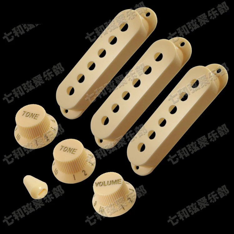

A set Cream Single coil Pickup Covers & Speed Control Knob (Cream & Golden) & Switch Tip for Electric guitar / Guitar Parts