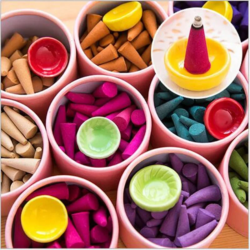

35pcs hot natural Incense,Cone Colorful Fragrance Rose Scent Incense,Mixed Scent Fresh Air Jasmine Insence for air cleaning