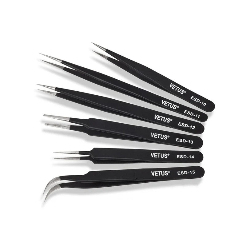New 6Pcs/Set Resists Corrosion Safe Anti-static Tweezers Maintenance Tools ESD10-15 New 6Pcs/Set Resists Corrosion Safe Anti-static Tweezers Maintenance Tools ESD10-15