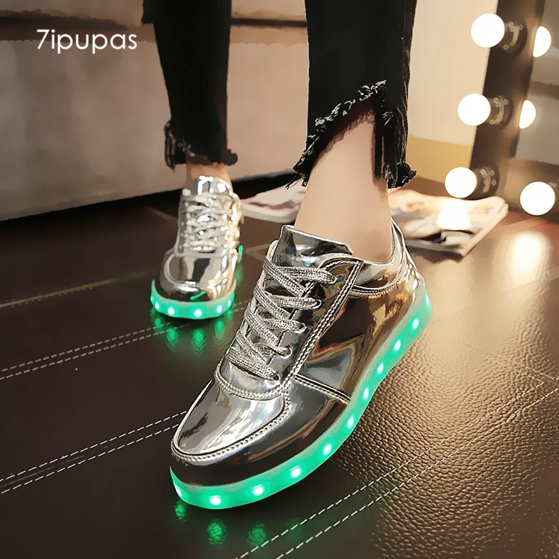 Zapatillas de deporte para chico chica con luz led brillante de 7ipupas, de deporte para chico con luz, unisex, carga zapatillas de deporte brillantes plateadas|led shoes boys|shoes boysboys shoes