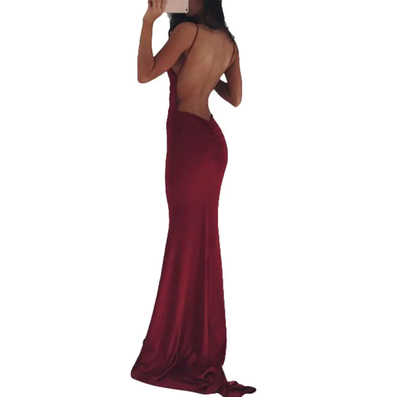2018 Verano Vestidos с открытой спиной Роскошные вечерние платья длиной до пола тянущиеся