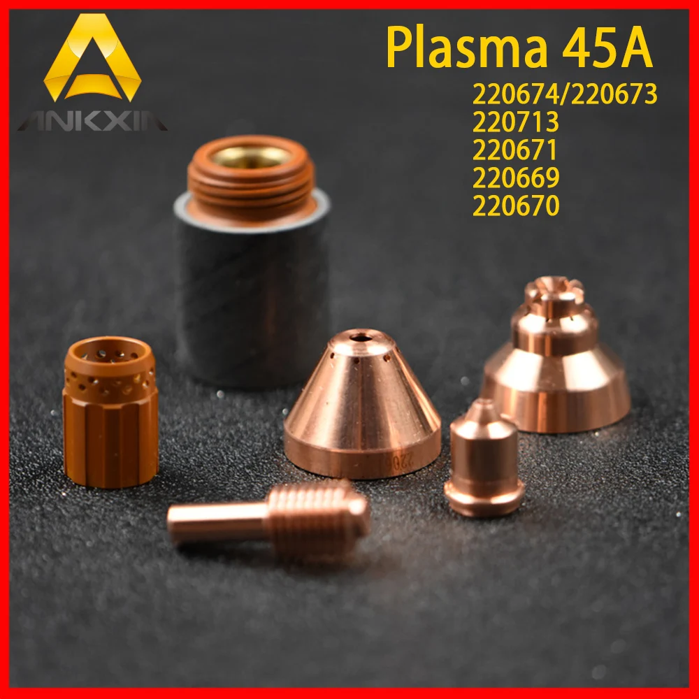 

45A Plasma Cutting Machine Consumables Parts Shield/Retaining Cap/Nozzle/Swirl Ring/Electrode 220673/220674/220713/220671/220669