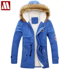 Зимние пальто для мужчин горячая распродажа зимние мужские модные куртки теплые толстые меховые Внутри пальто с капюшоном Прямая поставка S-4XL