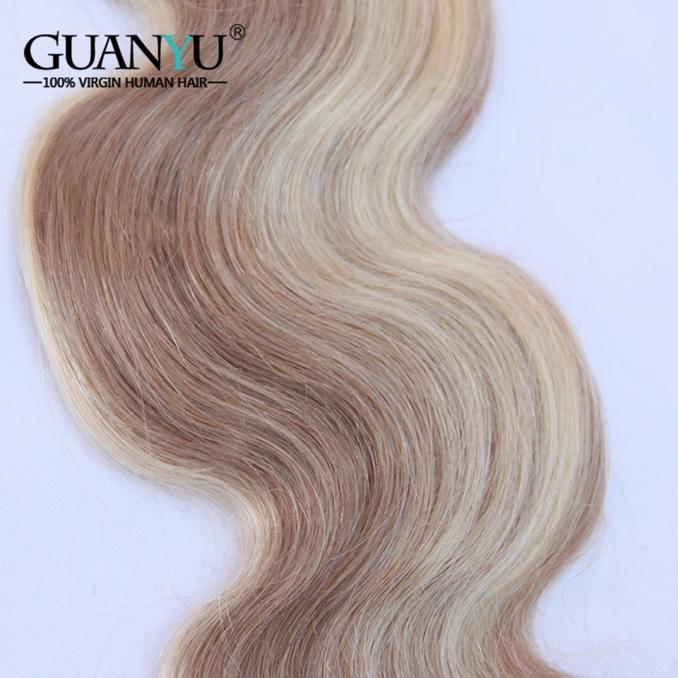 Guanyuhair перуанские прямые волосы пианино Цвет P8/613 3 Связки объемная волна эффектом деграде (переход от темного к блондин человеческие