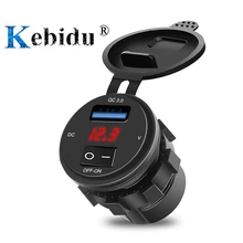 KEBIDU 12 V-24 V зарядных порта USB для автомобиля Зарядное устройство с Led светильник Мощность автомобильный адаптер розетка Отдельный переключатель для QO3.0 для автомобиля
