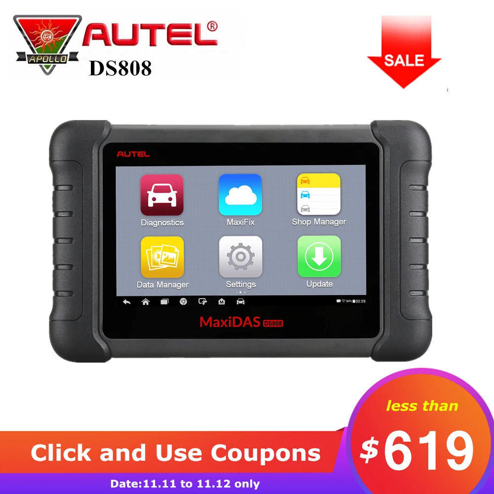 Autel MAXIDAS DS808 Automotive Scanner OBDII OBD2 Auto Car Diagnostic Tool ECU Programming with OBDI Connetor Upgraded of DS708 Autel MAXIDAS DS808 Automotive Scanner OBDII OBD2 Auto Car Diagnostic Tool ECU Programming with OBDI Connetor Upgraded of DS708