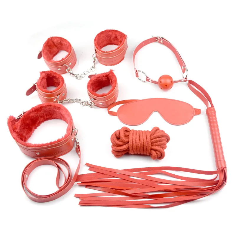 Сексуальный комплект нижнего белья с наручниками, воротником, веревкой, завязанными глазами, зажимы для сосков, для БДСМ, связывания и сексуальных ролевых игр, интимные товары