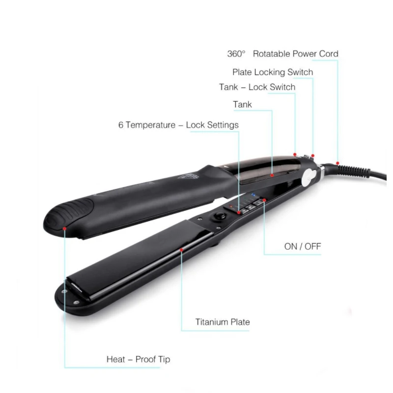 Professional salon паровой выпрямитель Керамика Турмалин Flat Iron с блокировкой переключатель Инструменты для укладки волос