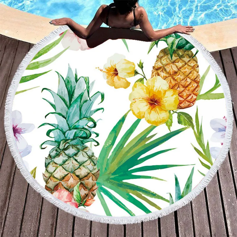 

Kids Baby Sandy Beach Blanket/Pool Mat Exceed Fine Fiber Sandy Beach Pad Fruits Style Round Blanket 150*150CM