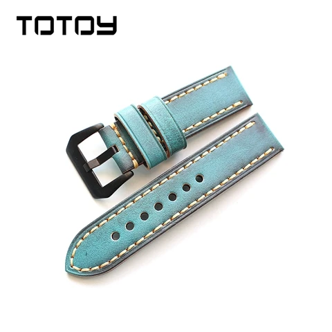 TOTOY Handmade Burnish Leather leather Watchbands For PAM111 441, 20MM 22MM 24MM Soft Retro Style Strap, Fast Delivery