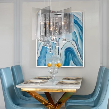 

Small apartment living room lamp new postmodern light luxury crystal chandelier restaurant lamp bar lamp glass chandelier
