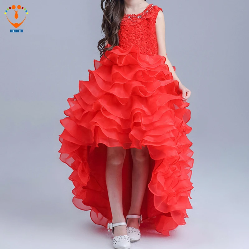 

2018 Baby Girls Princess Long Dress red Girl Wedding Party Dress Infant Carval Costumes for Kids Ball Gowns Children