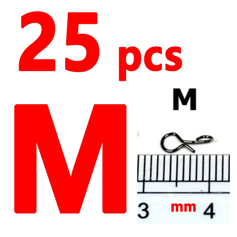 25 шт., черный цвет, для ловли нахлыстом, оснастка, быстрая замена, для крючков и приманок, Высокоуглеродистая сталь, аксессуары для рыбалки - Цвет: 25pcs M
