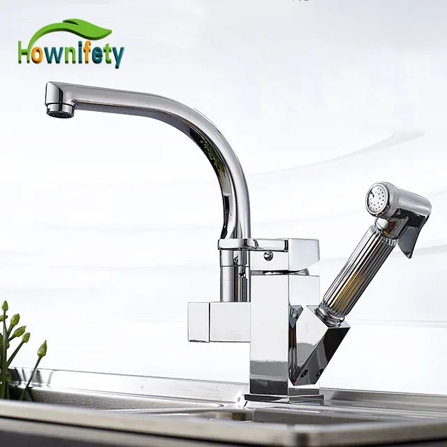 Special Offers Solid Brass Kitchen Faucet Pull Out Swivel Spout Mixer Tap Deck Mount Sink Mixer Tap Pull Down Spray