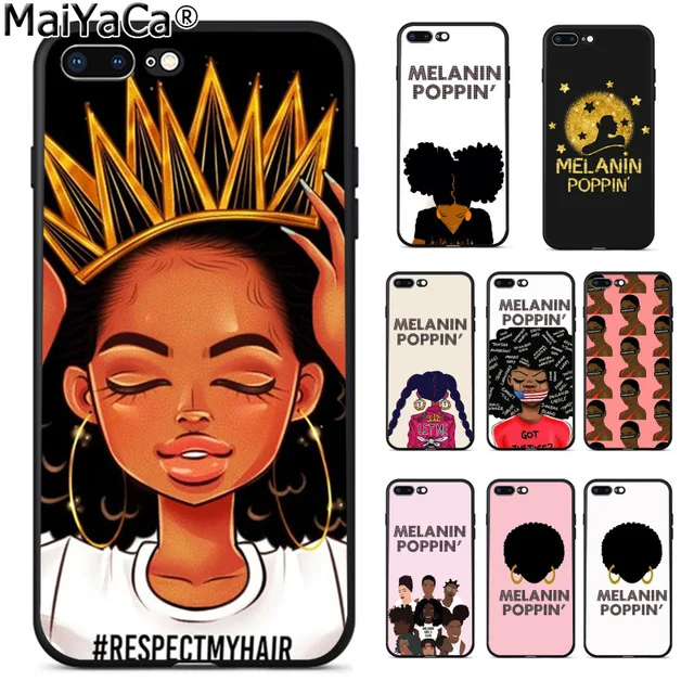 MaiYaCa MELANIN 1PIN Black Gir for iPhone 4S SE 5C 5S 5 6 6S 7 8 Plus X XR XS MAX Soft Shell Phone Case Rubber Silicone | Мобильные