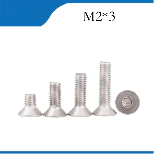 

Free shipping M2*3 50 PCS DIN7991 304 stainless steel countersunk head flat head hex socket cap screwsstainless bolts,nails