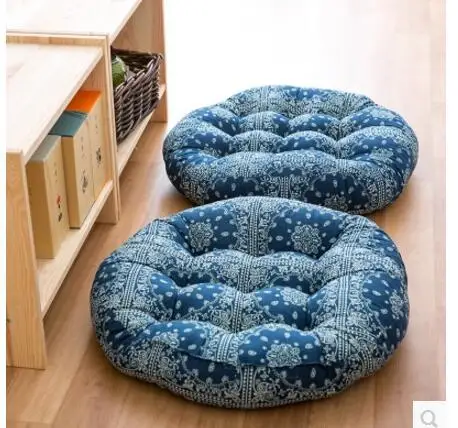 Хлопковая льняная тканевая мягкая большая подушка для сидения с татами, круглый коврик для йоги, медитации, эркер, напольный коврик для стула, напольный коврик, задняя подушка