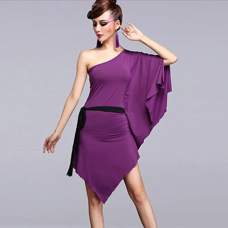 

Inclined shoulder latin dance dress women Latin salsa dress samba costumes latin practice dress dance wear samba dance costumes