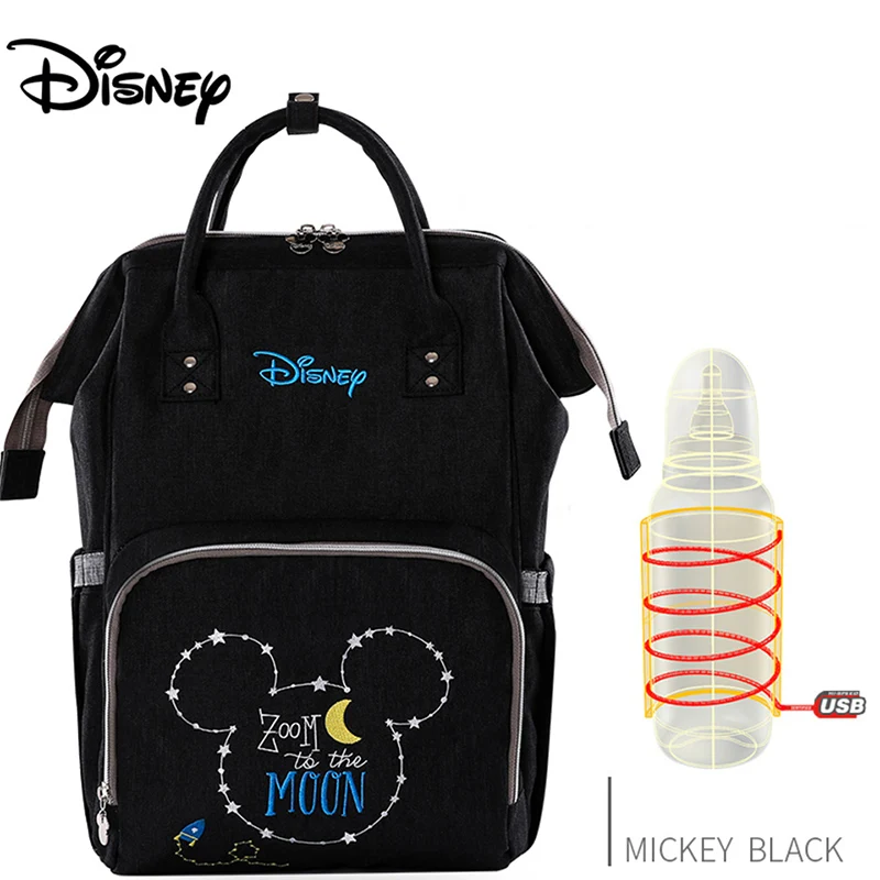 Disney Waterproof Diaper Large Baby Bag USB Bottle Travel Backpack Mummy Bag
