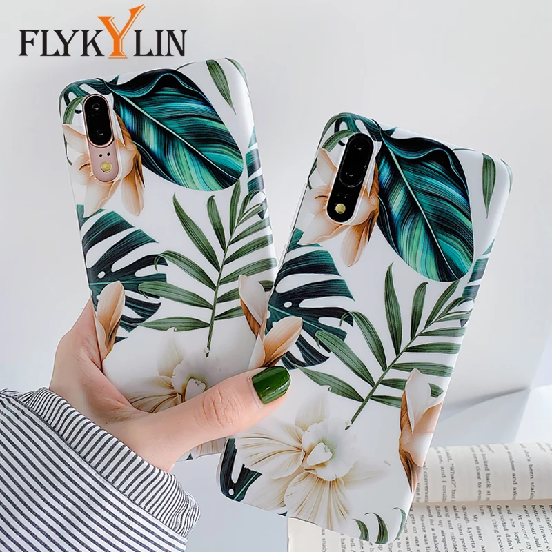 

FLYKYLIN Banana Leaf Case For Huawei P20 Lite P30 Pro Mate 20 Back Cover Summer Art Flowers Phone Cover Soft IMD Silicone Capa