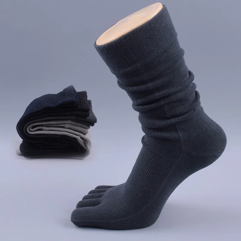 Image 2016 Fashion Casual Men Dress Cotton Long 3d Toe Socks Factory Brand Black Solid Color Five Finger Socks Lot Meia Fina YS BOC027