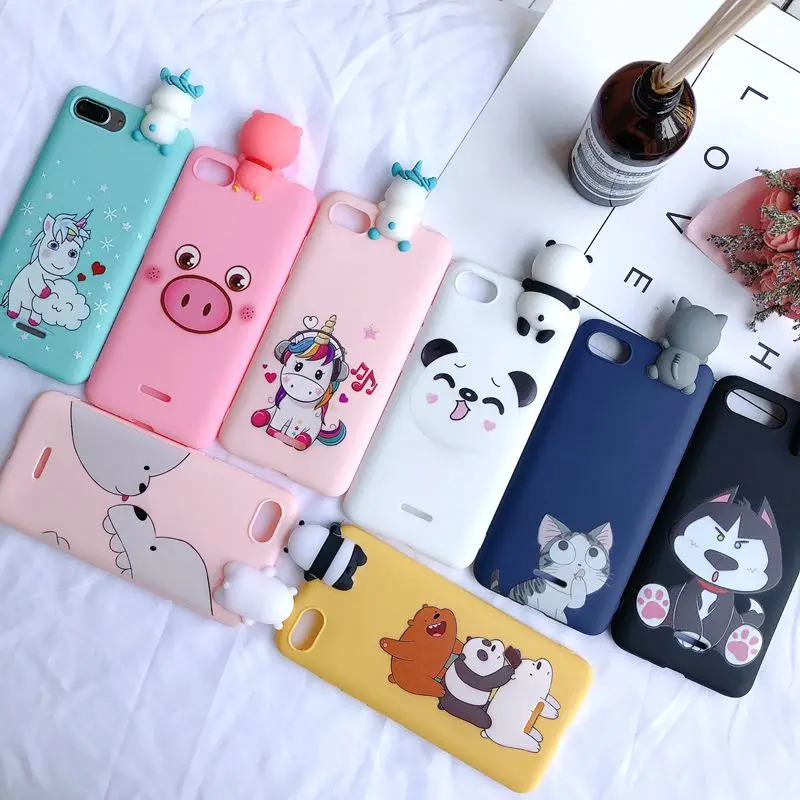 5A 6A 4X etui Xiaomi Redmi 6A 5A S2 4X чехол Kawaii 3D Медведь Единорог на для Xiaomi Redmi 5 Plus Note 4 4x 5a Prime чехол Capa